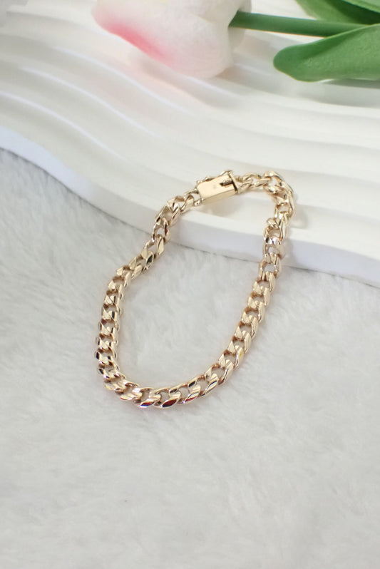 18K Rose Gold Cuban Link Bracelet – High Polish Finish