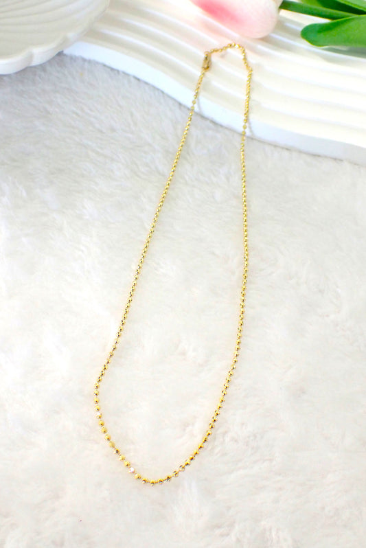 14K Yellow Gold Bead Chain Necklace – Classic Dainty Gold Chain